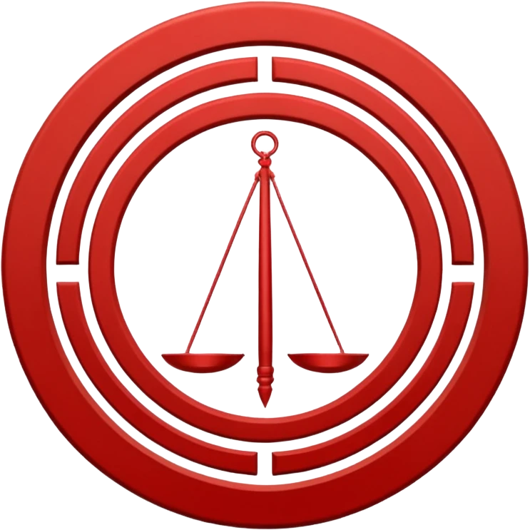 Create a circular casting sigil based off of the wizard101 balance school using base color off white/sand and trim color red. A scale is the main focus here  emoji