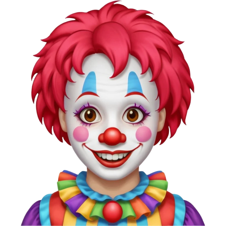 Clown – Bright makeup, red nose, colorful wig, exaggerated smile, full body emoji