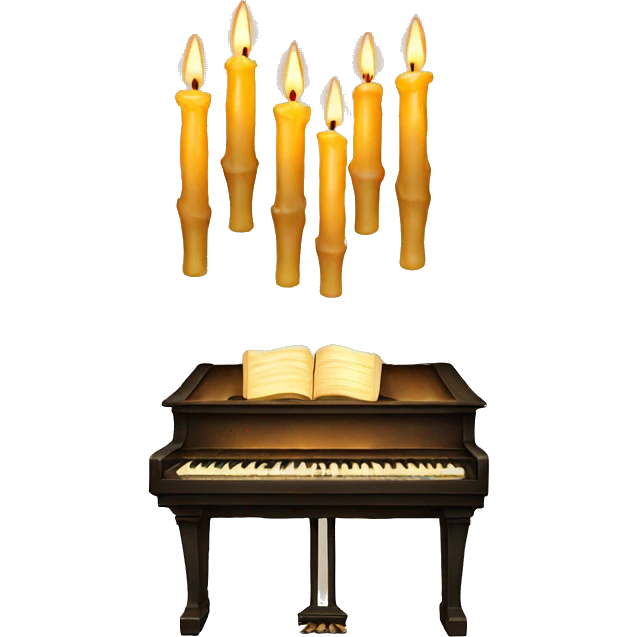 vintage piano with melted candles on top emoji