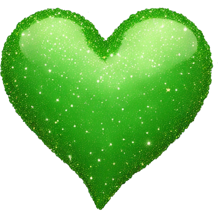 Un corazon verde con brillitos que diga te amo  emoji
