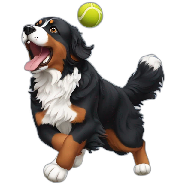 Bernese Mountain Dog catching ball emoji