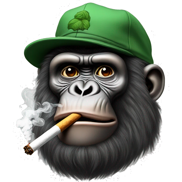 bored ape smoking blunt with a crazy cap on it emoji