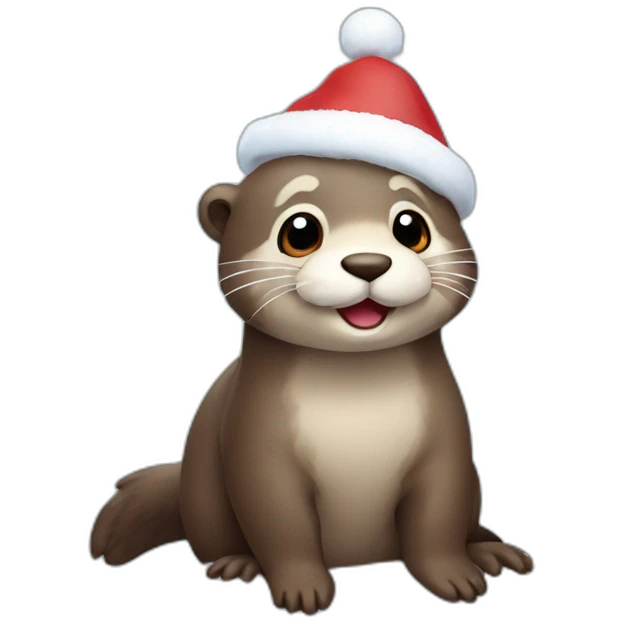 Cute Christmas otter in snow emoji