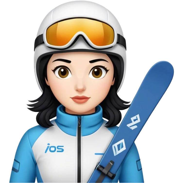 Ski woman downhill squad black hair  emoji