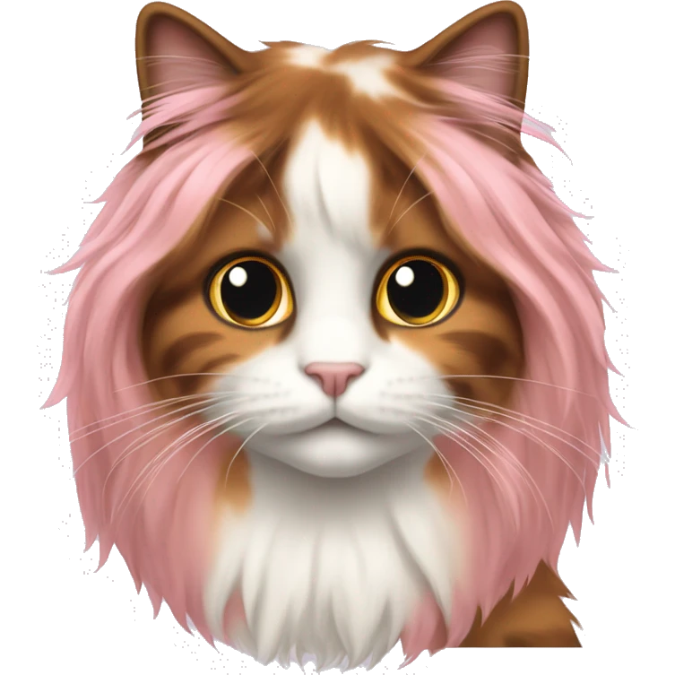 Long-haired Calico cat pink nose standing emoji
