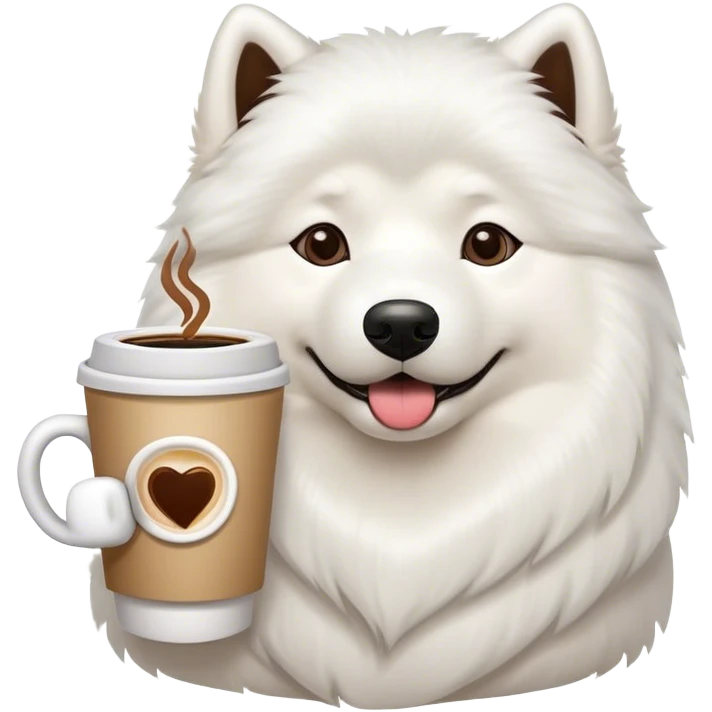 Samoyed with a coffee  emoji