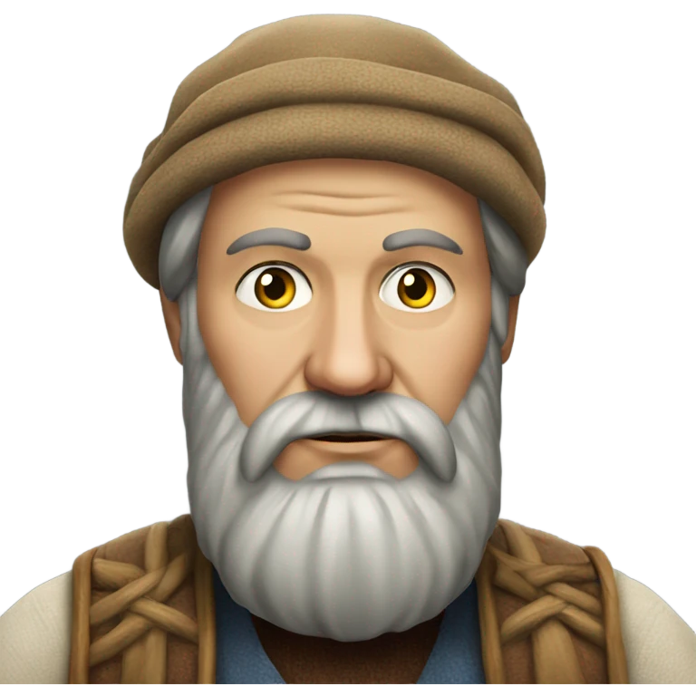 Russian peasant with a beard photorealistic serious emoji