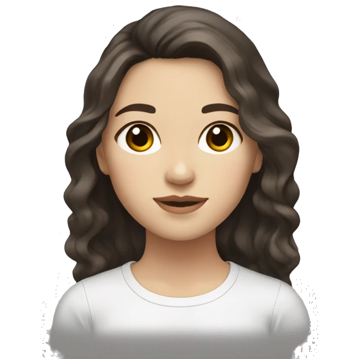 white girl with dark brown wavy hair and brown eyes half asian half white emoji