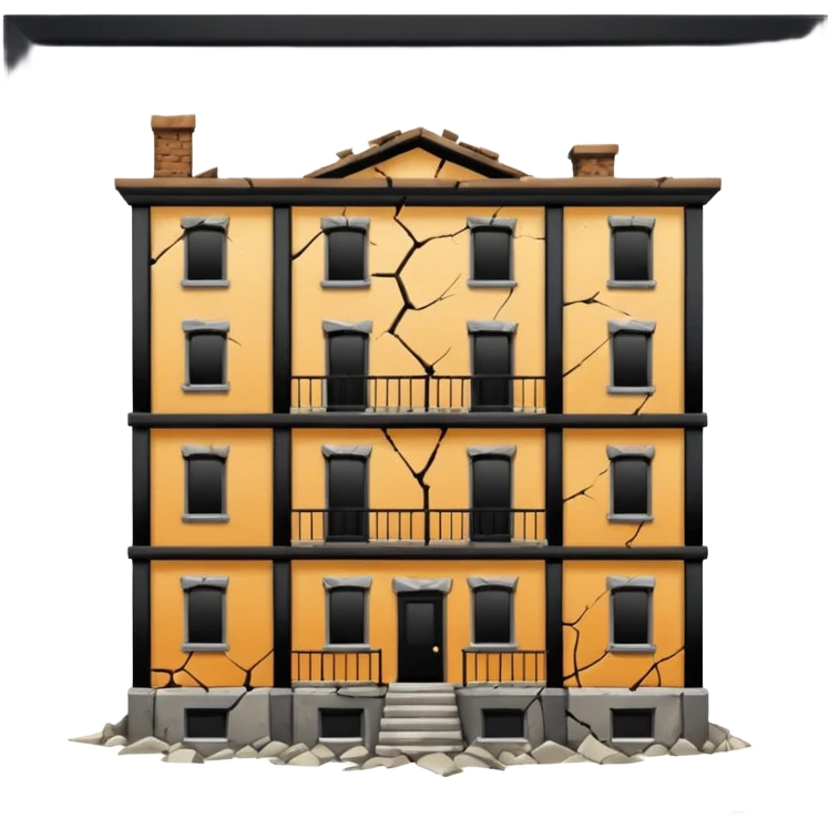 Apartment that is cracking and collapsing emoji