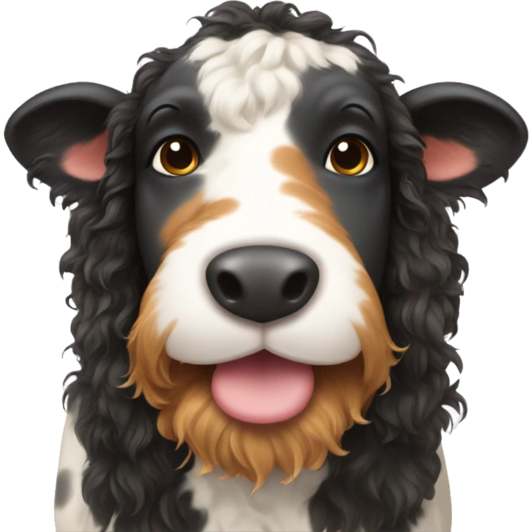Cow with a bernedoodle head  emoji