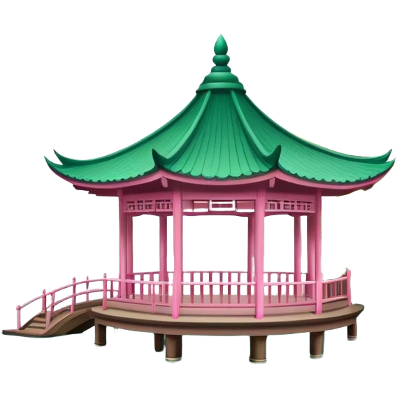 Lotus in the Breeze at Crooked Courtyard, West Lake Hangzhou, simplified emoji style, pink lotus flowers on water with pavilion, cartoon style emoji