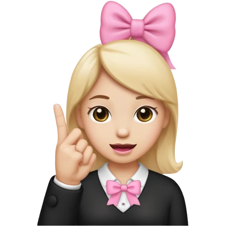 A emoji with a pink bow and the middle finger up emoji