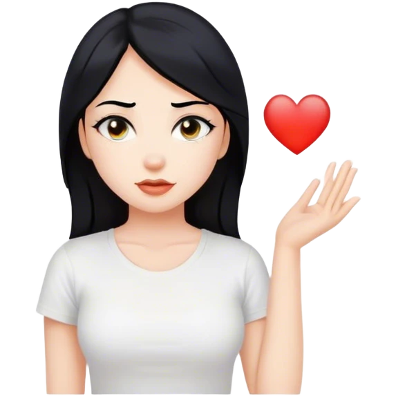 a beautiful woman names Лиза with black hair and a white t-shirt that says Скандализа emoji