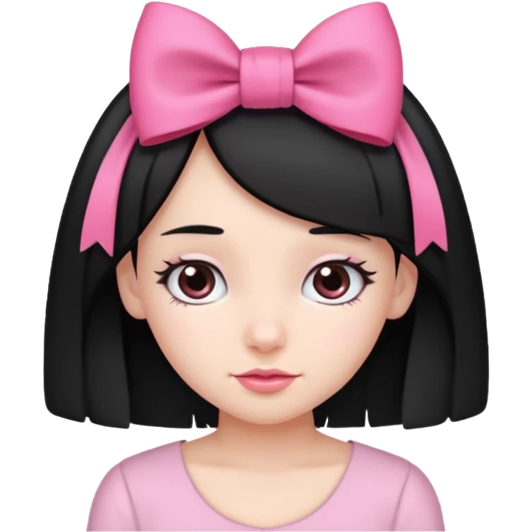 Black-haired girl with a pink bow on her head emoji