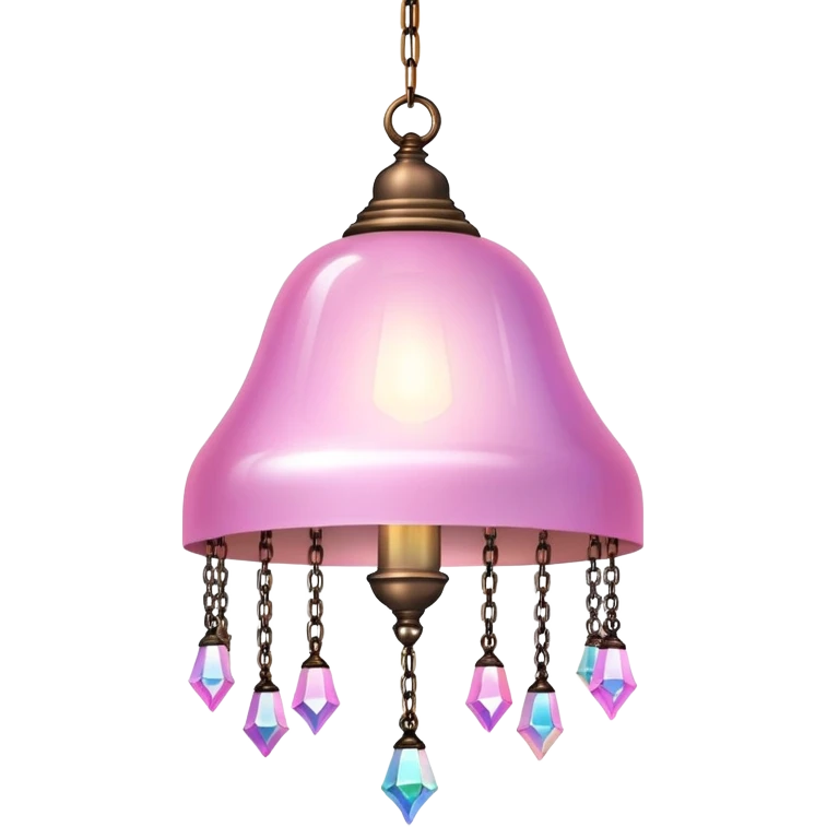 PInk iridescent Bell with chained hanging crystals LAMP emoji