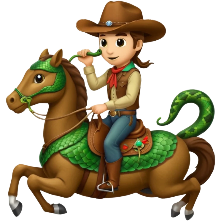 A Snake wearing a cowboy hat, riding a horse emoji