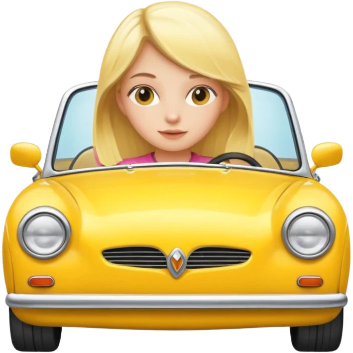 blonde girl in bright yellow car emoji