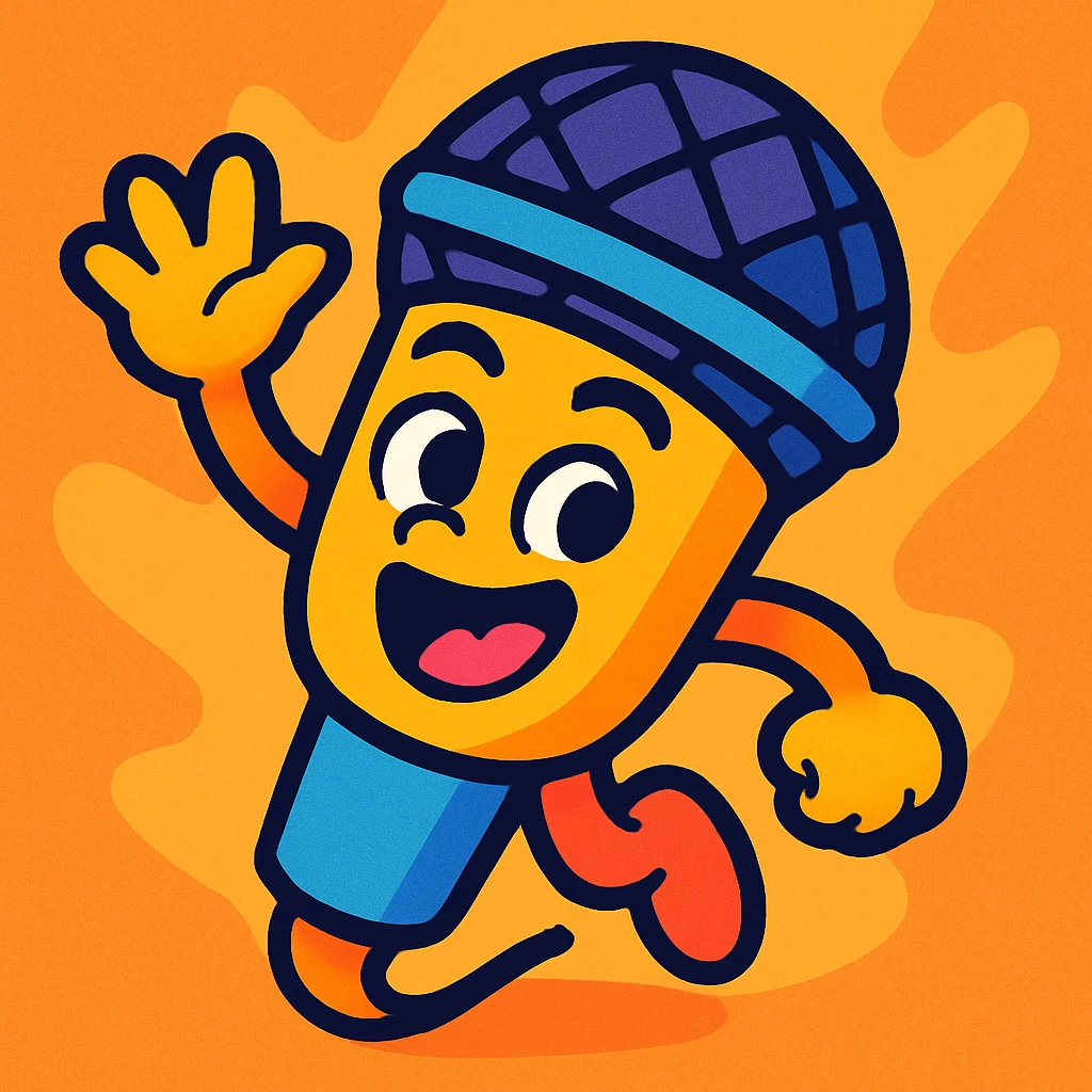 custom microphone emoji, vibrant colors, dynamic pose, fun expression emoji