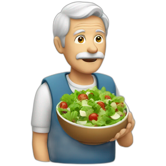 old man with bowl of salad emoji