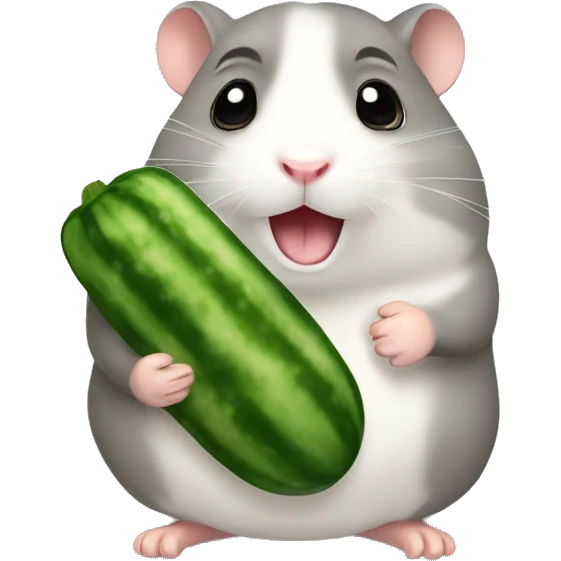 A gray hamster that gnaws a cucumber emoji