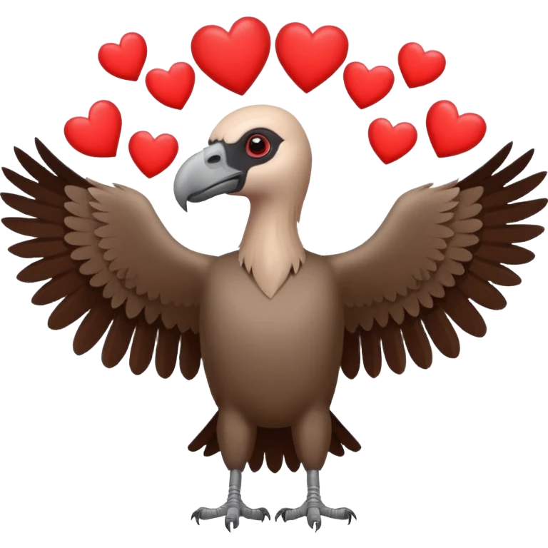 A vulture surrounded by hearts  emoji