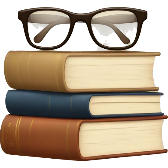 glasses on top of a stack of books beige emoji