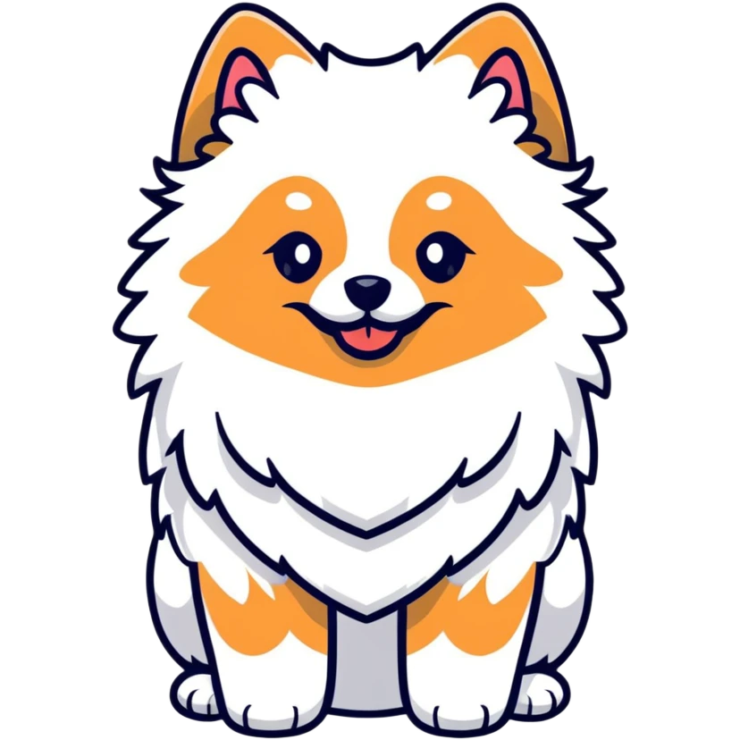cute Pomeranian spitz dog with fluffy fur and happy expression emoji