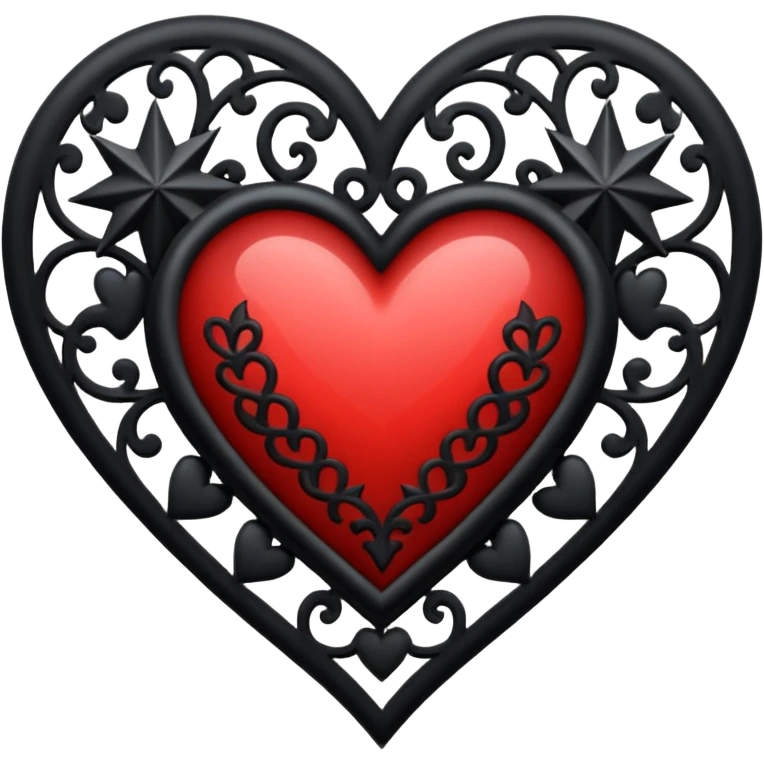 goth heart with a black lace heart star emoji