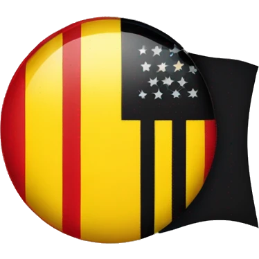 Flag with vertical split top half black bottom half red with yellow circle in the middle  emoji