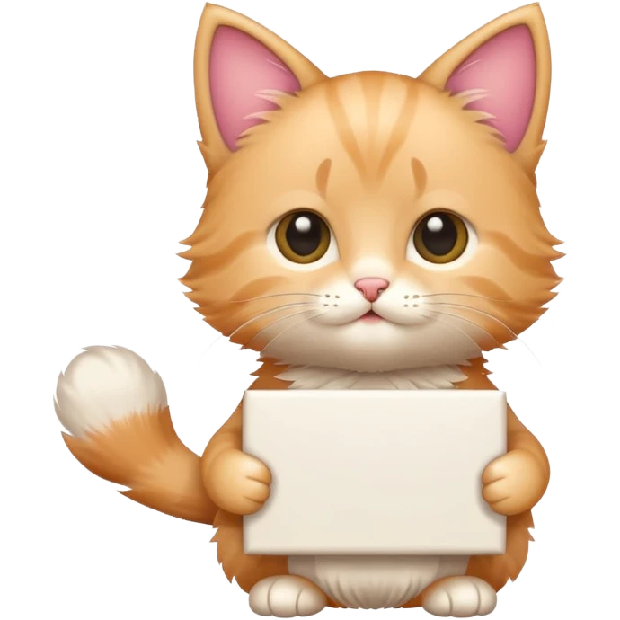 Cute cuddly kitten holding a large blank sign emoji