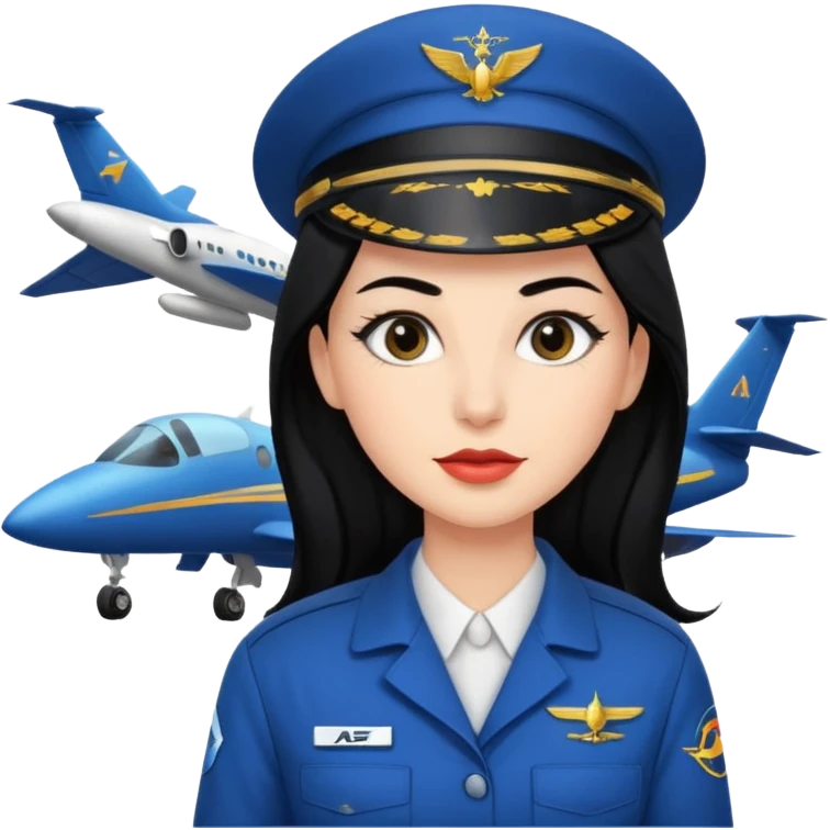 Femme cheveux long noir travaille dans le domaine de l'aéronautique sourcils fournis makeup clean emoji