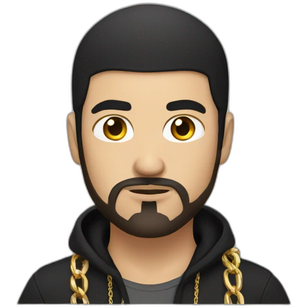 Russian male thug wearing gold chain with black short hair and short beard emoji