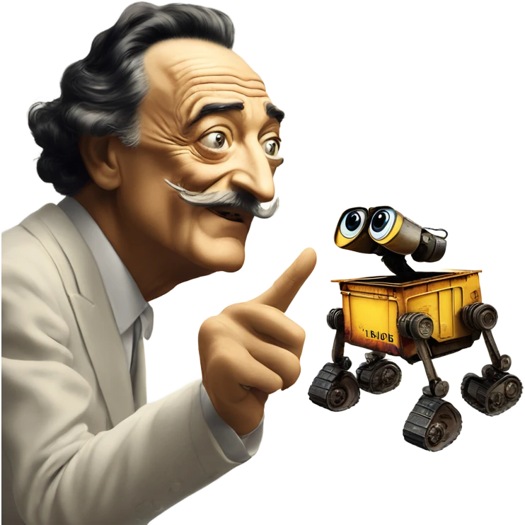salvador Dali reaching out to wall-e emoji
