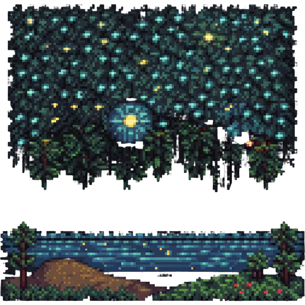 starry night pixel art style emoji