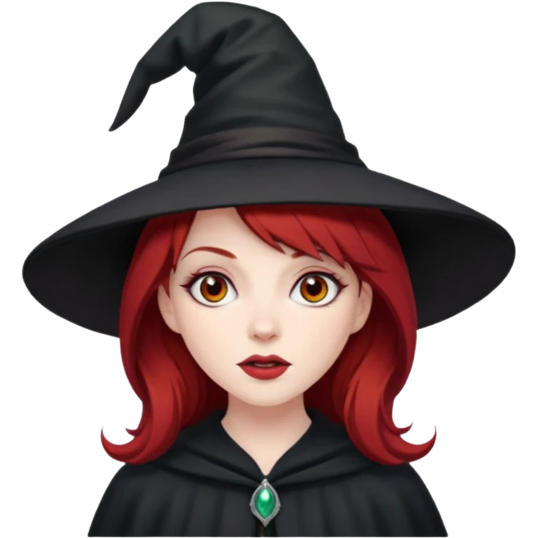 Dark blood Red haired witch, sassy, rolling eyes upwards rude emoji