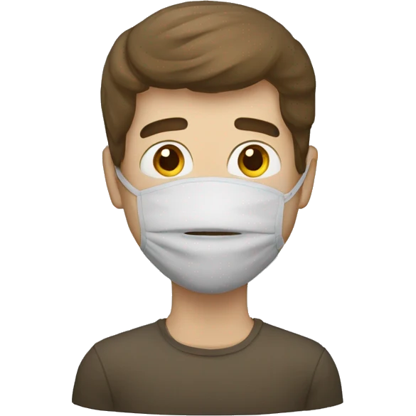 Homme avec un masque  de fer qui lève la main et baisse la tête  emoji