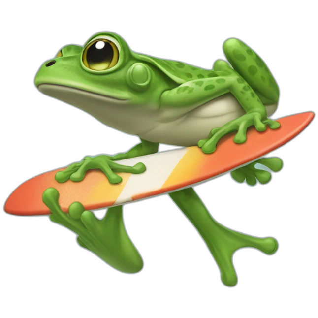 Une grenouille qui fait du surf emoji