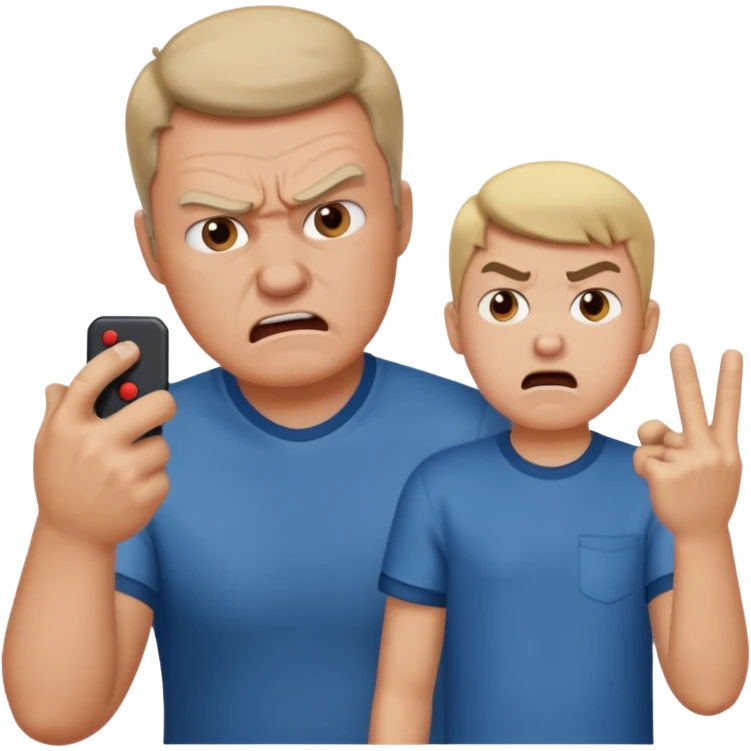 Dad scolding his son for playing video games emoji
