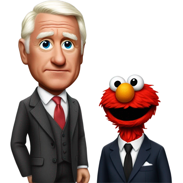 Photorealistic Elmo with Roger Stone emoji