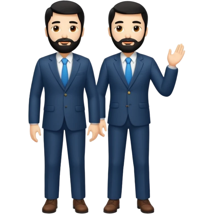 Hombre blanco con barba, su cabello es negro cuerpo entero emoji