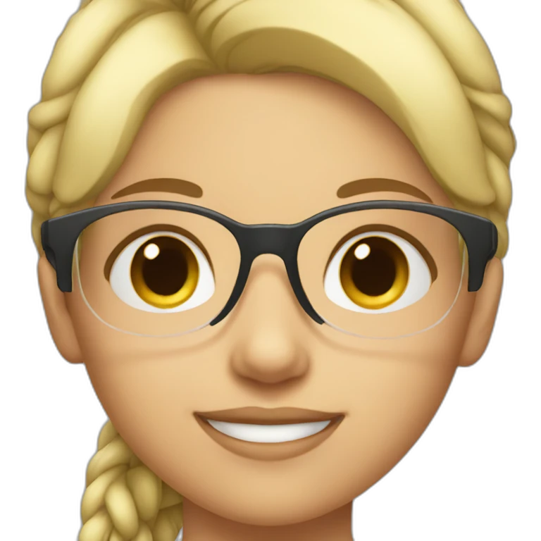 young girl with short blonde hair and glasses emoji