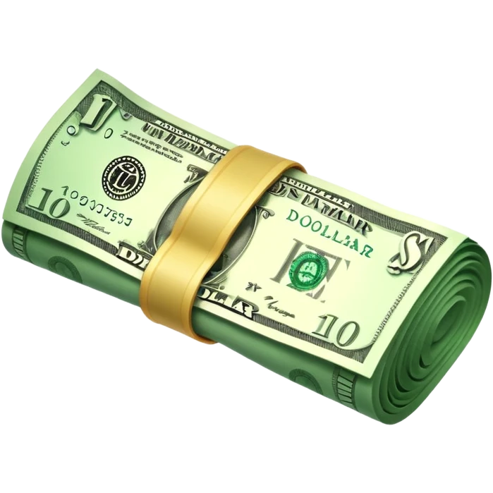 a single rolled US dollar bill, 3D style, no backgrou emoji