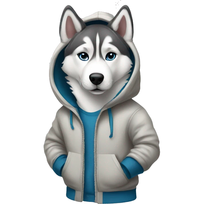 realistic husky full body in a hoody  emoji