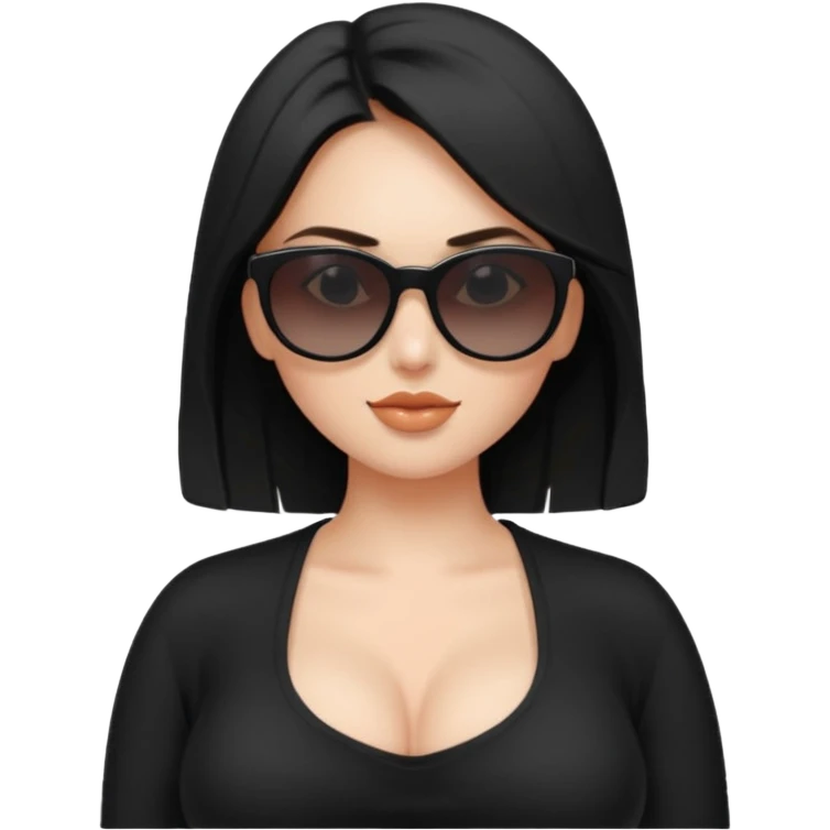 girl naked big boobs with sunglasses full black emoji