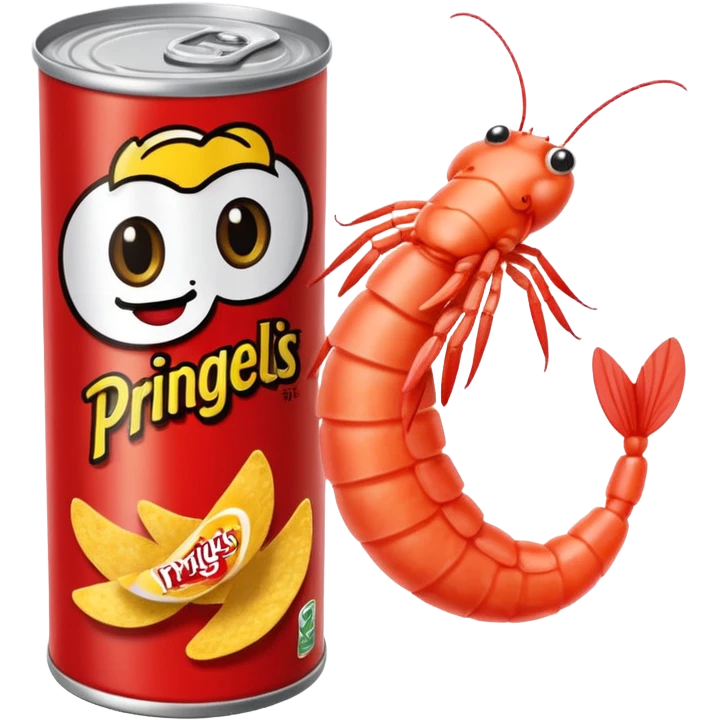 Shrimp holding a can of pringles emoji