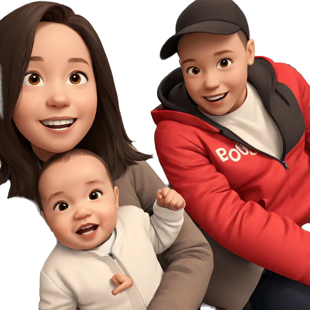 smiling girl among boys emoji