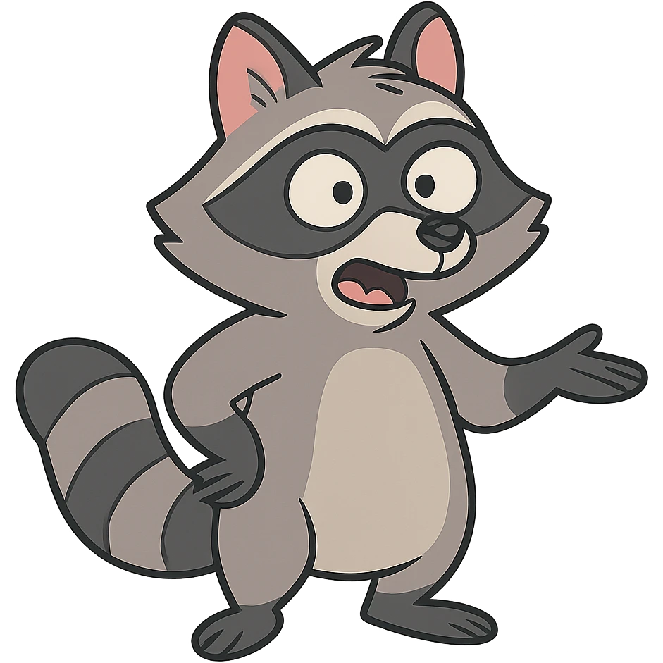 flat toon style raccoon emoji