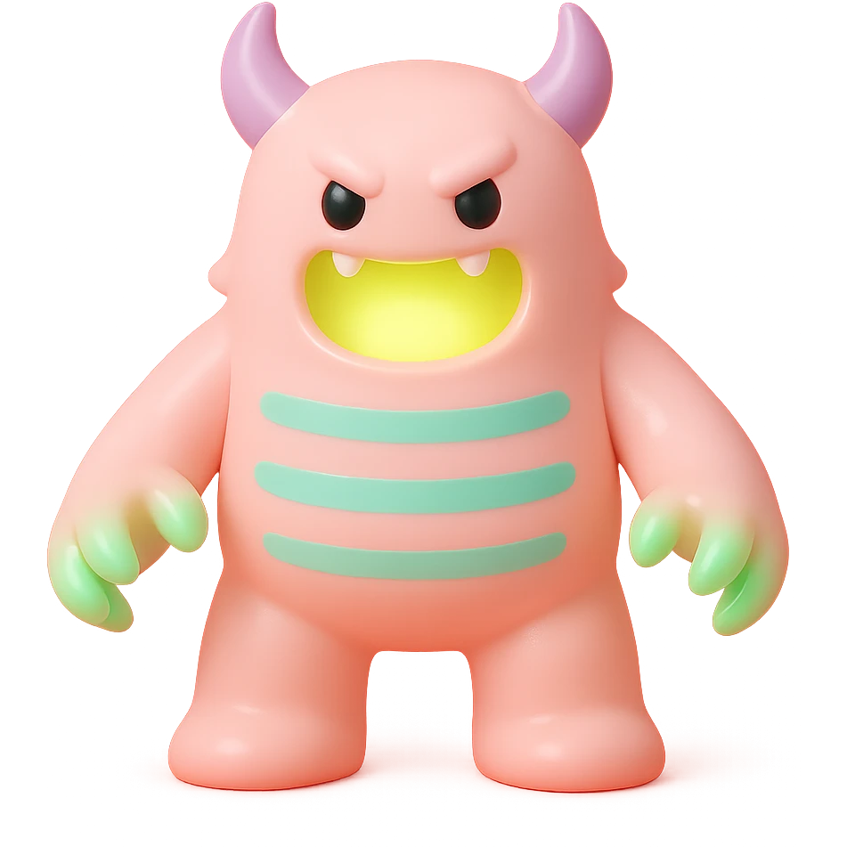 monster with glowing green claws, illuminated mouth, and neon stripes, menacing pose emoji