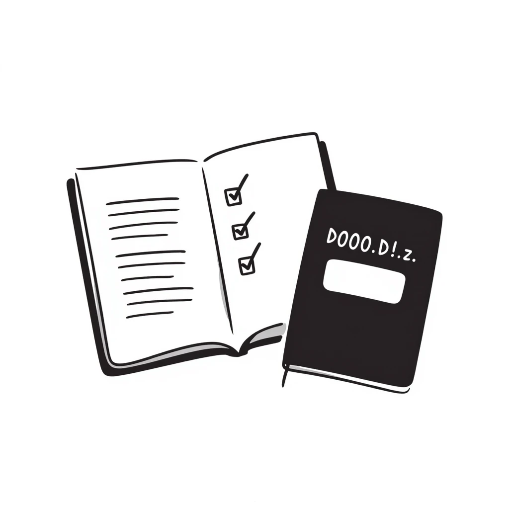 Notebook with checkboxes and bullet points in minimalist style emoji