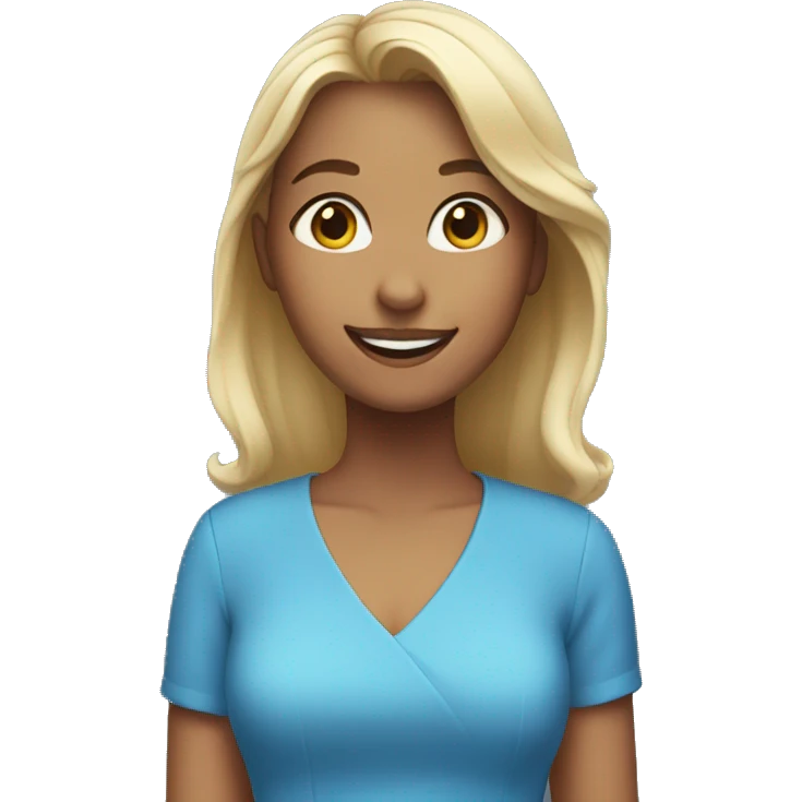 girl in blue dress smiling emoji